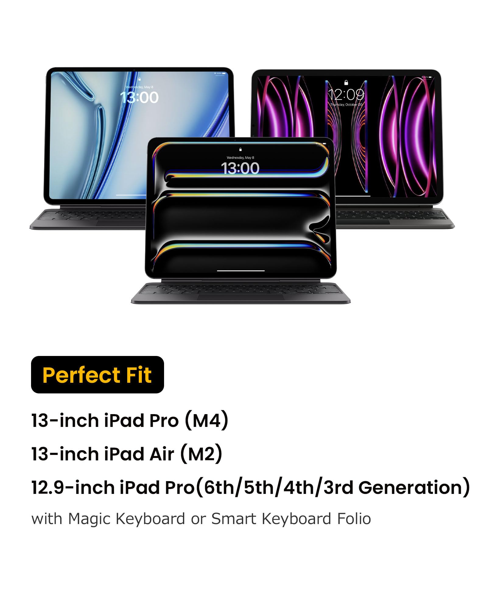 tomtoc Portfolio Case for 2026 13 Inch iPad Air M4, M3&M2, iPad Pro M5/M4, 12.9'' iPad Pro M2/M1, Protective Sleeve with Accessories Pocket, Carrying Storage Bag for Pencil Pro/Adapter/Magic Keyboard - Image 6