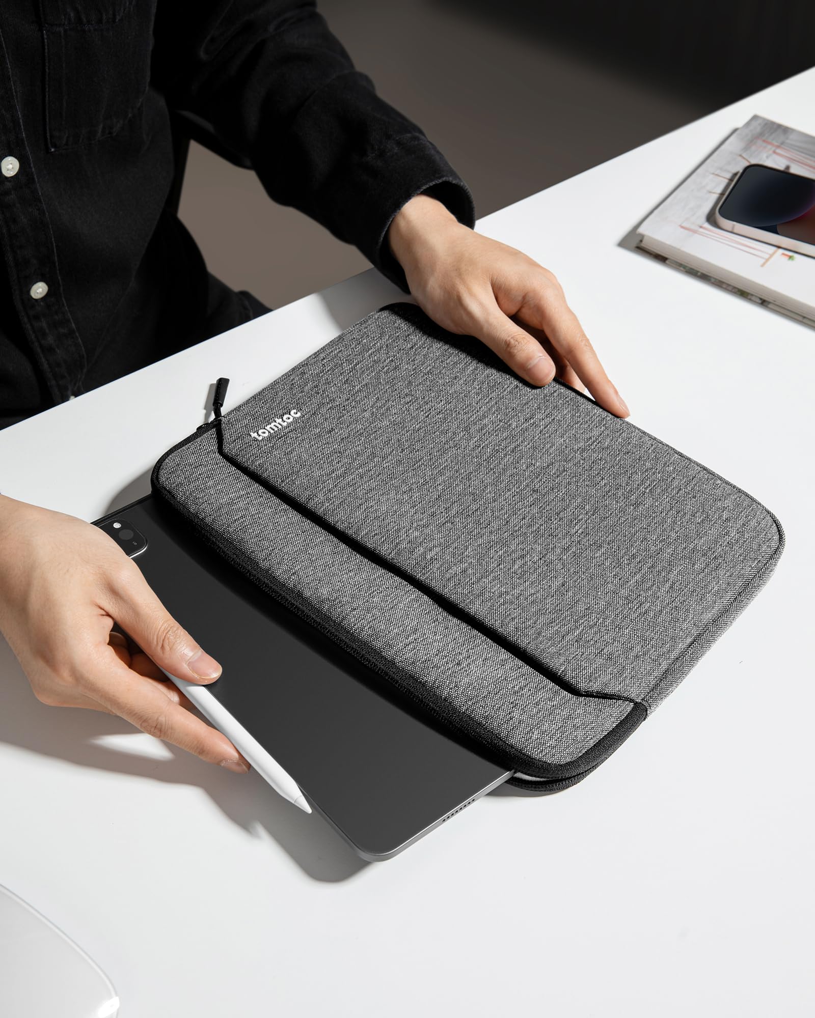 tomtoc 13 Inch iPad Case Tablet Sleeve for 2026 13 Inch iPad Air M4, M3&M2, iPad Pro M5/M4, 12.9-in iPad Pro M2&M1 with Magic Keyboard and Smart Keyboard Folio, Additional Accessories Pocket - Image 8