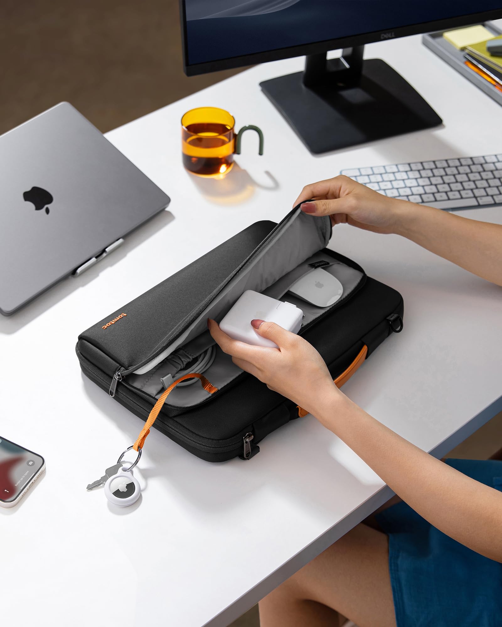 tomtoc 360 Protective Laptop Shoulder Bag for 15-inch 2026 MacBook Air M5 A3448, M4/M3/M2 A3241 A3114 A2941, 15" Dell XPS & Microsoft Surface Laptop 7/6/5, Water-Resistant Laptop Accessory Sleeve Case - Image 3