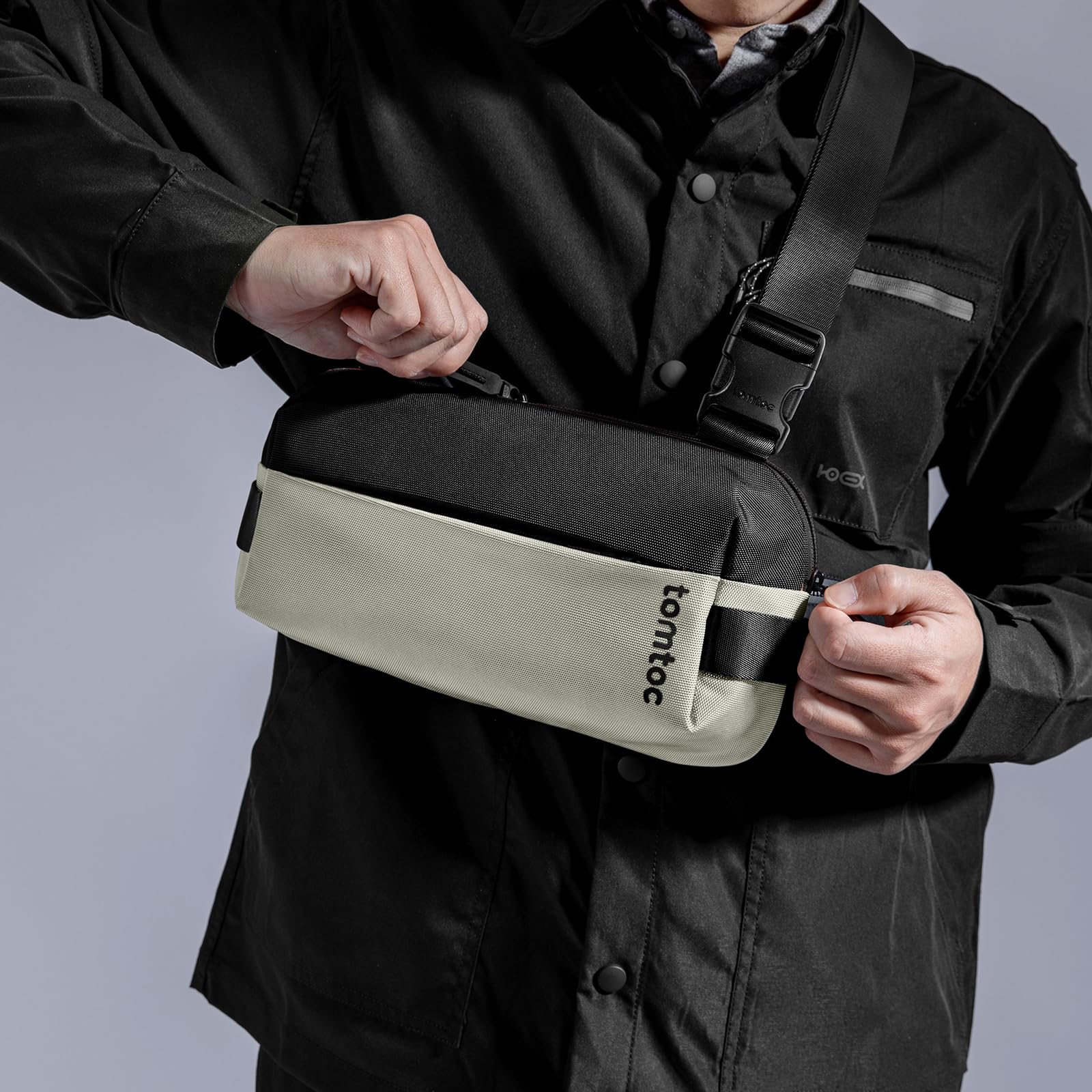 tomtoc Compact EDC Sling Bag 3L-10L, Minimalist Crossbody Bag Chest Shoulder Pack for Men Women, X-pac/Recycled Polyester - Image 3