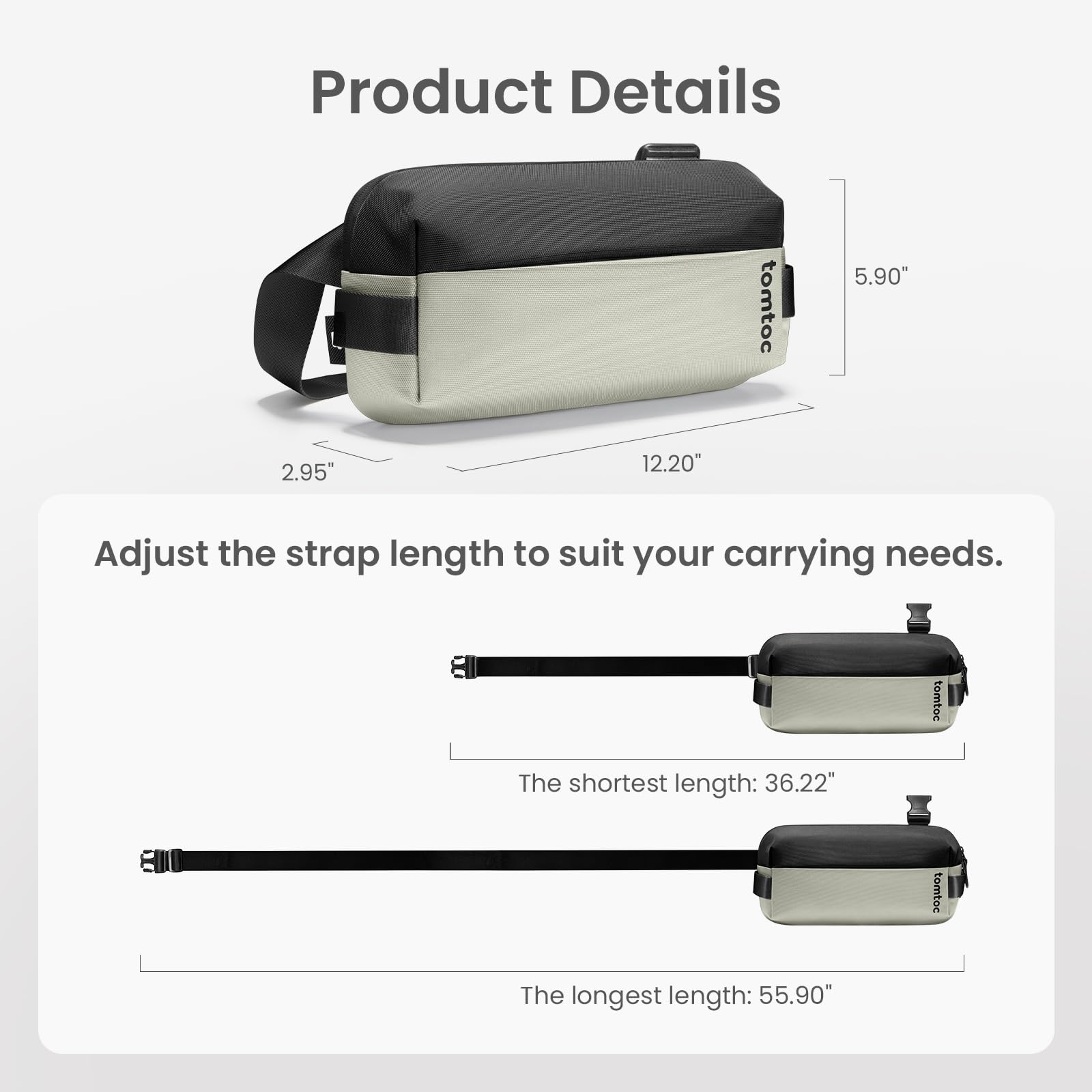 tomtoc Compact EDC Sling Bag 3L-10L, Minimalist Crossbody Bag Chest Shoulder Pack for Men Women, X-pac/Recycled Polyester - Image 8