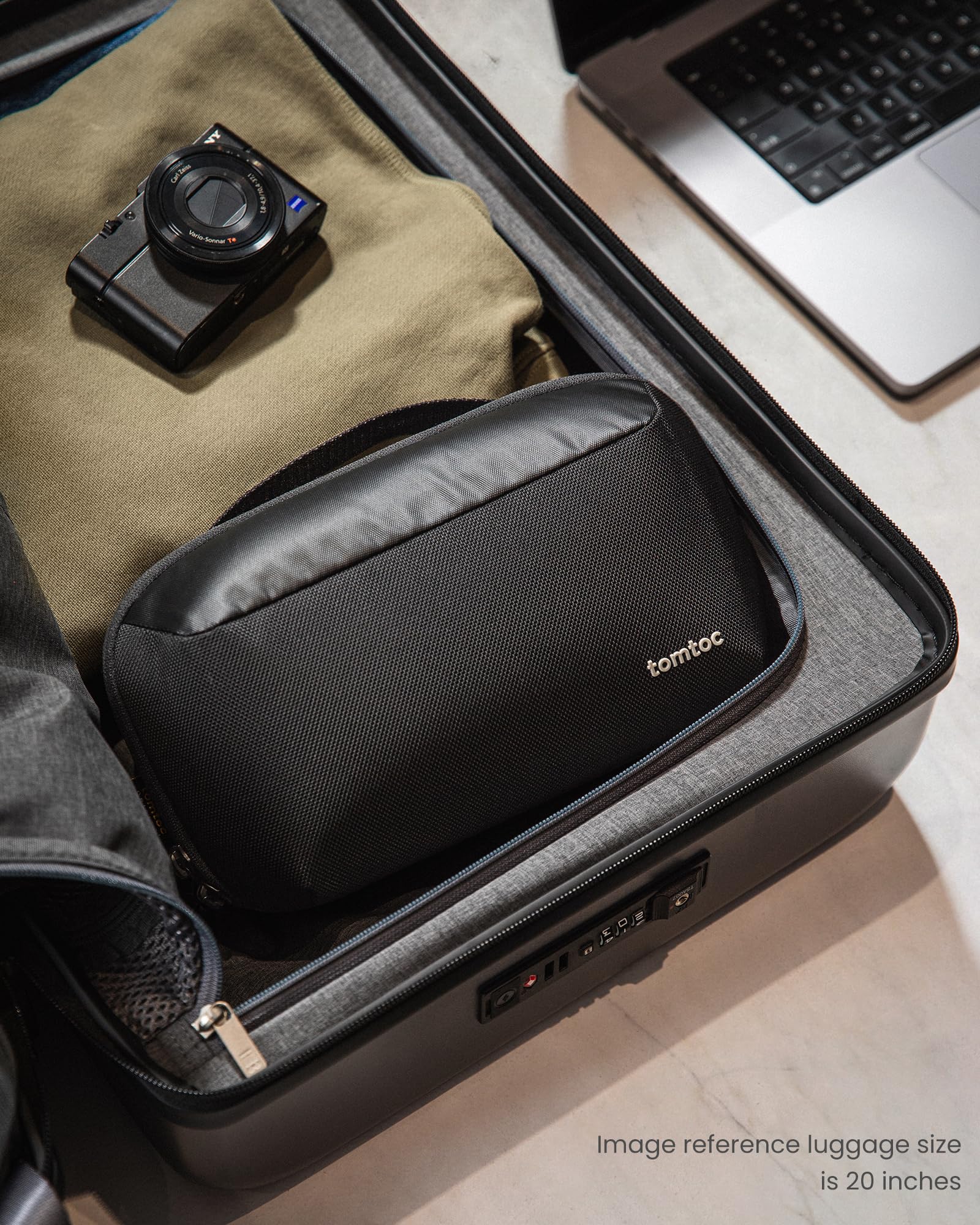 tomtoc Electronic Organizer Accessory Pouch for MacBook Charger, Cables, Power Bank, Hard Drive, Cords, Water-resistant Storage Bag with Removable Card Slots for USB Adapter, Memory Card, Black - Image 7