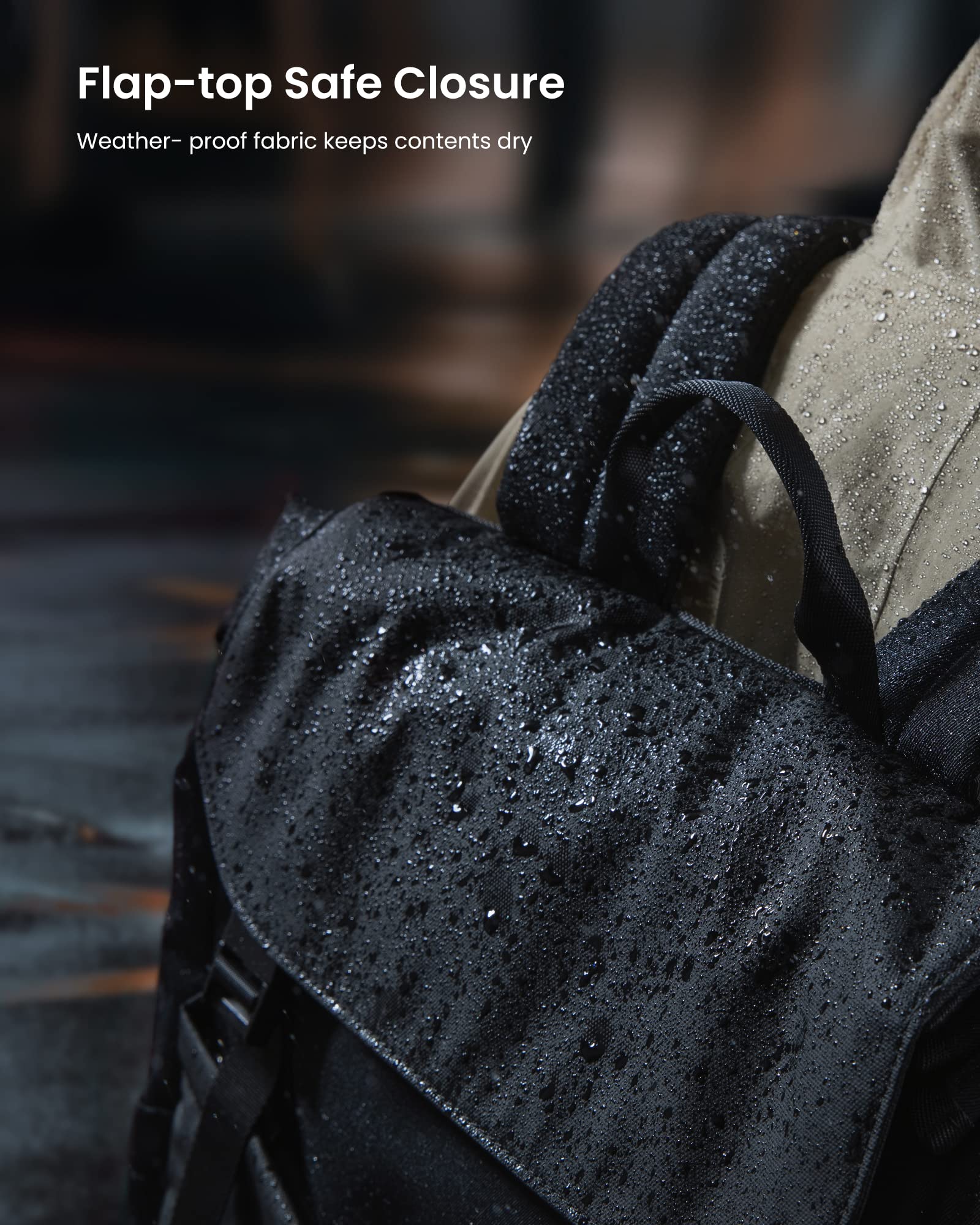 tomtoc Flap Laptop Backpack, Lightweight, Water-Resistant College Travel Casual Daypack, Slim Durable Work-pack Rucksack for 13-16 Inch MacBook Laptop, Large Capacity, 18L, Black - Image 6