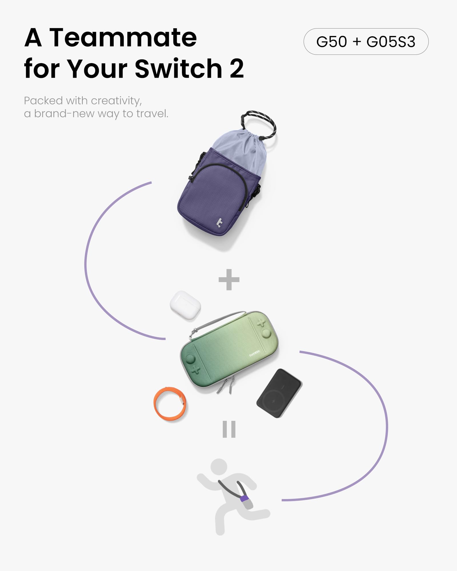 tomtoc G50 Switch 2 JoyCarry Kit -G50 Sling Crossbody Bag and G05S3 Slim Case for Nintendo Switch 2, Protective Travel Carrying Gaming Pouch - Image 3