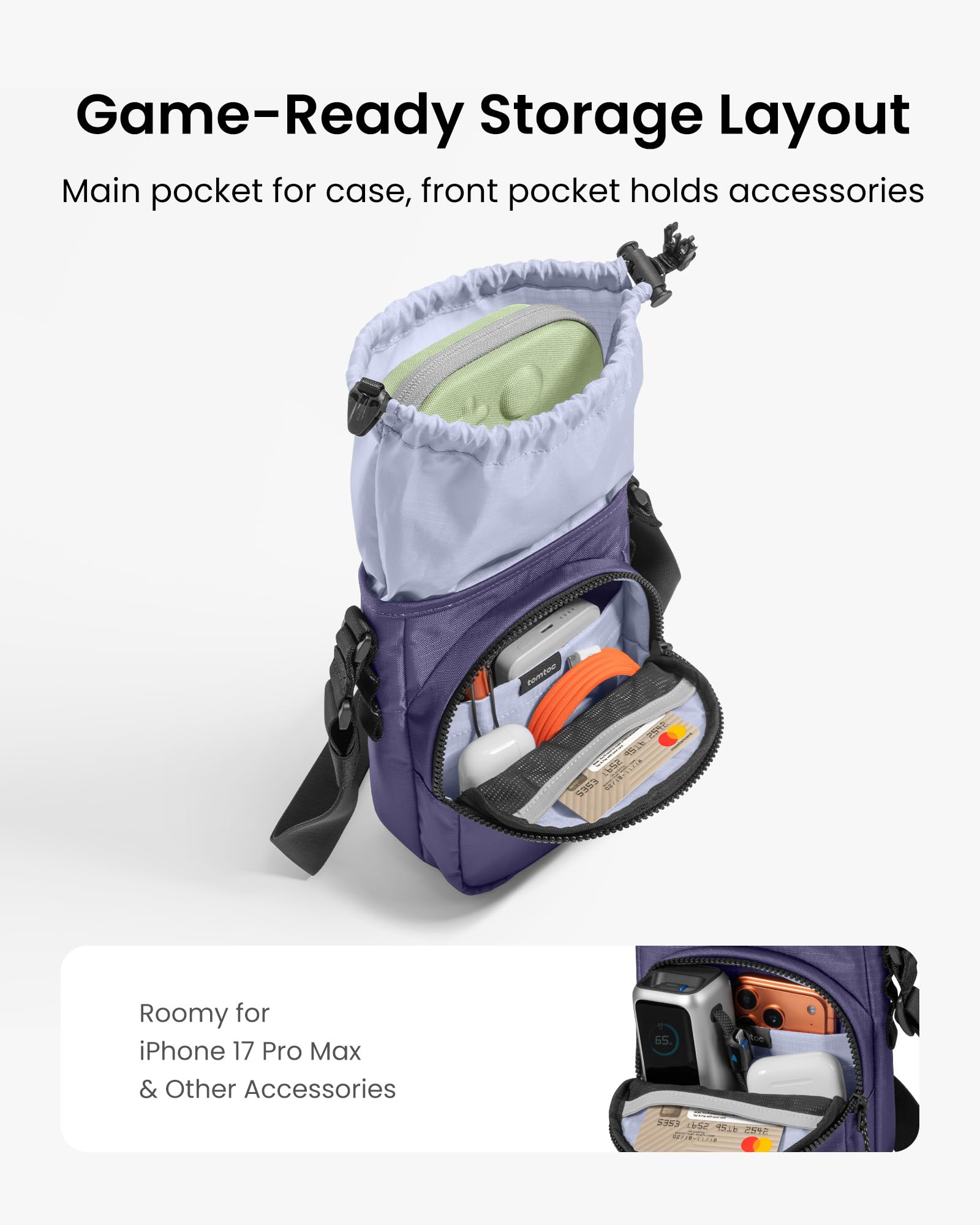 tomtoc G50 Switch 2 JoyCarry Kit -G50 Sling Crossbody Bag and G05S3 Slim Case for Nintendo Switch 2, Protective Travel Carrying Gaming Pouch - Image 5