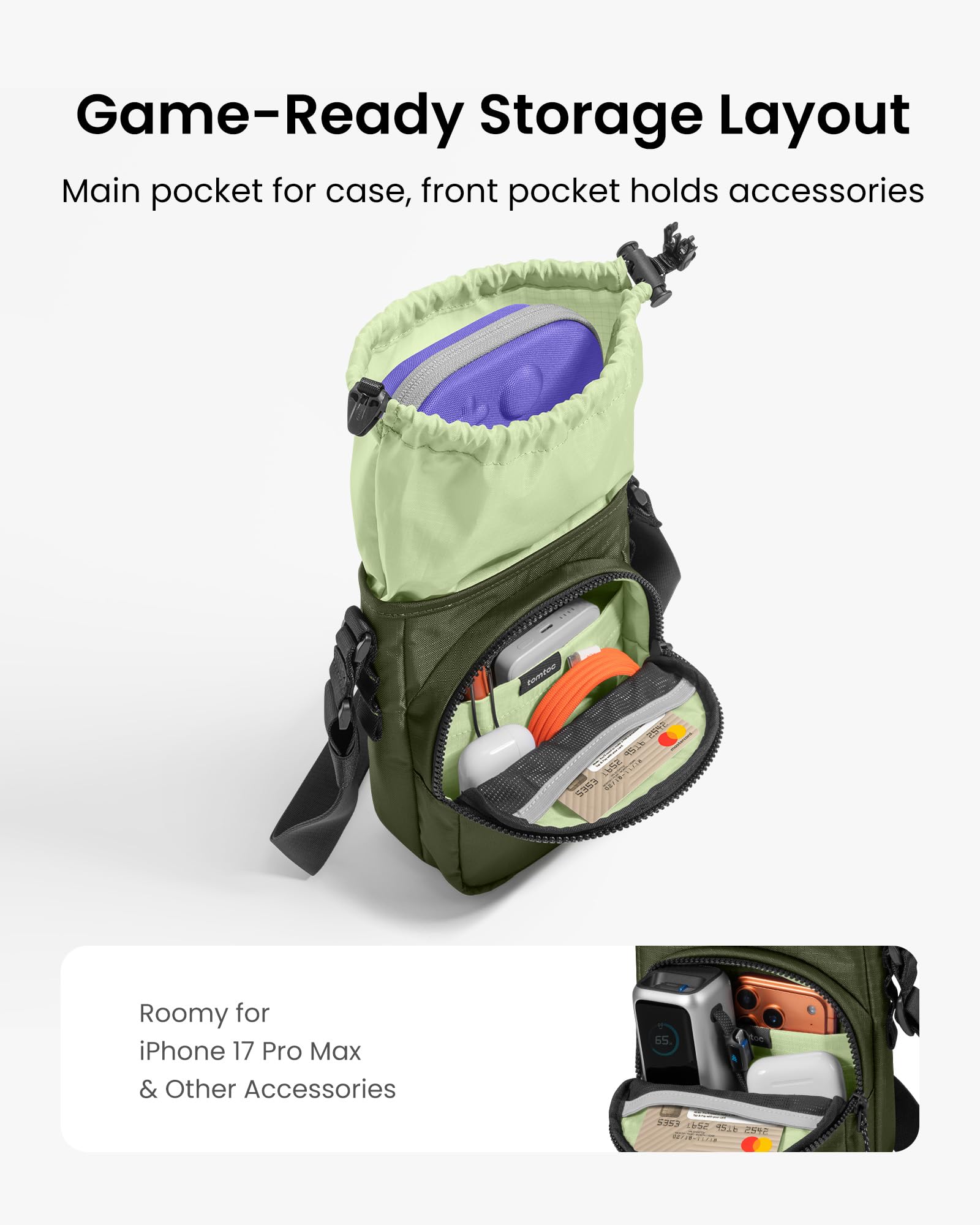 tomtoc G50 Switch 2 JoyCarry Kit -G50 Sling Crossbody Bag and G05S3 Slim Case for Nintendo Switch 2, Protective Travel Carrying Gaming Pouch - Image 4