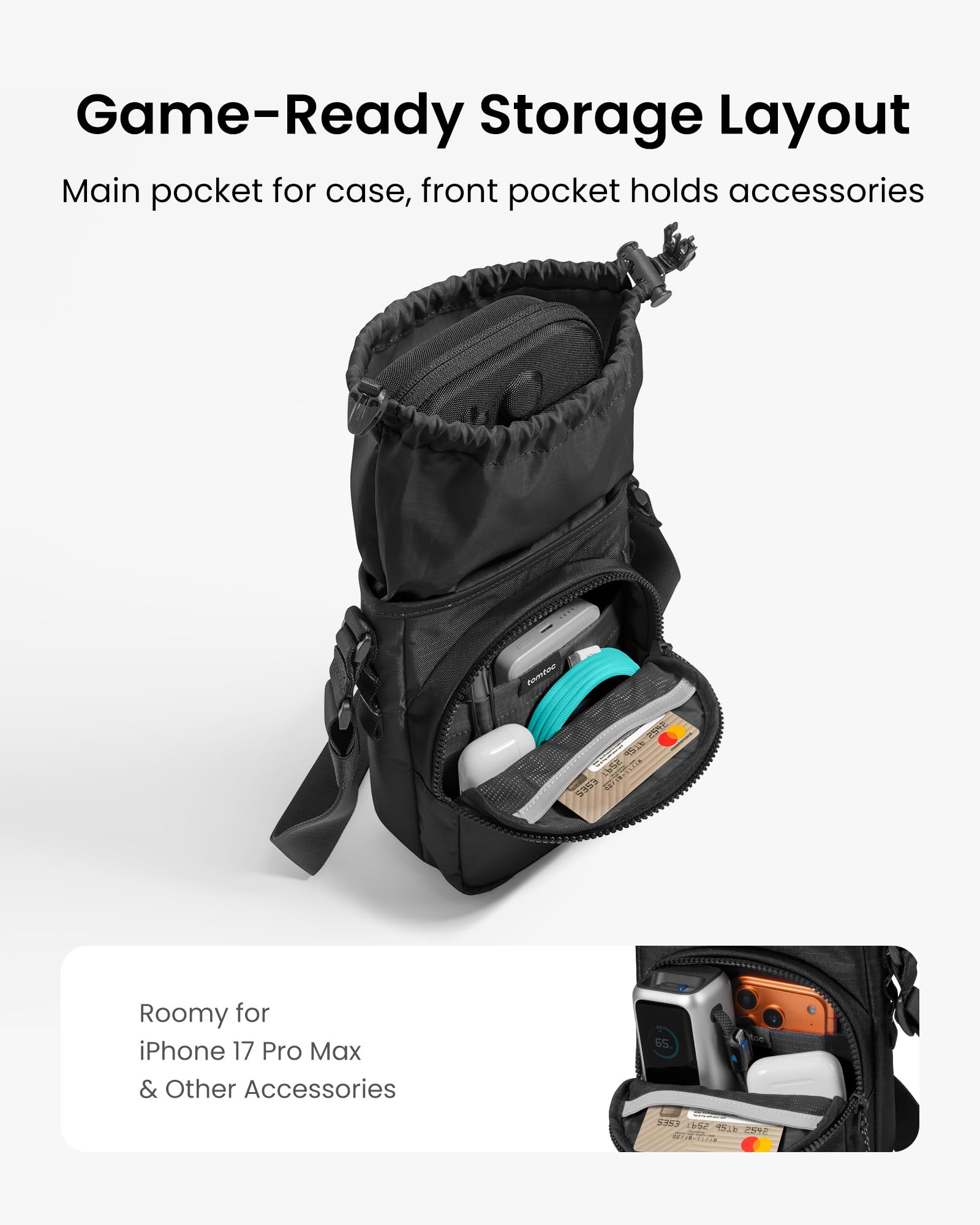 tomtoc G50 Switch 2 JoyCarry Kit -G50 Sling Crossbody Bag and G05S3 Slim Case for Nintendo Switch 2, Protective Travel Carrying Gaming Pouch - Image 4