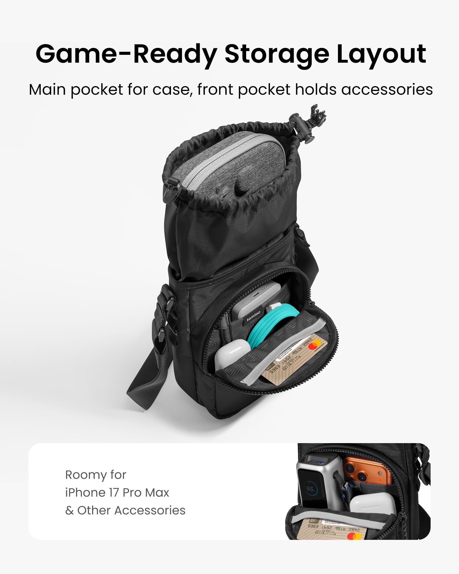 tomtoc G50 Switch 2 JoyCarry Kit -G50 Sling Crossbody Bag and G05S3 Slim Case for Nintendo Switch 2, Protective Travel Carrying Gaming Pouch - Image 4