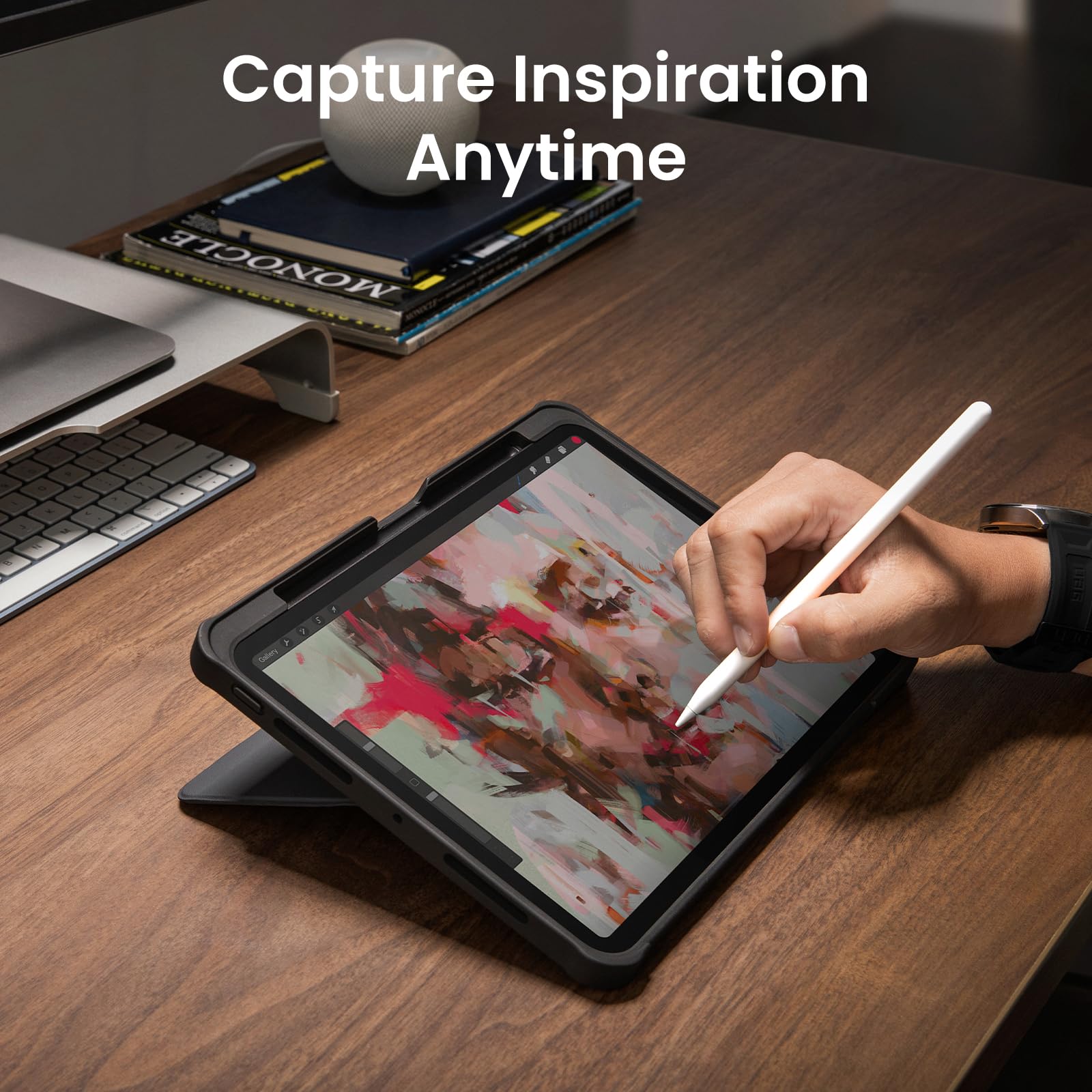 tomtoc Inspire-Pivot Panel Case for iPad Pro 11 Inch (M5/M4) 2025, Pivot Design Provides Stable Stand Functionality and Effortless Use, Vertical Case with Apple Pencil Holder - Image 7