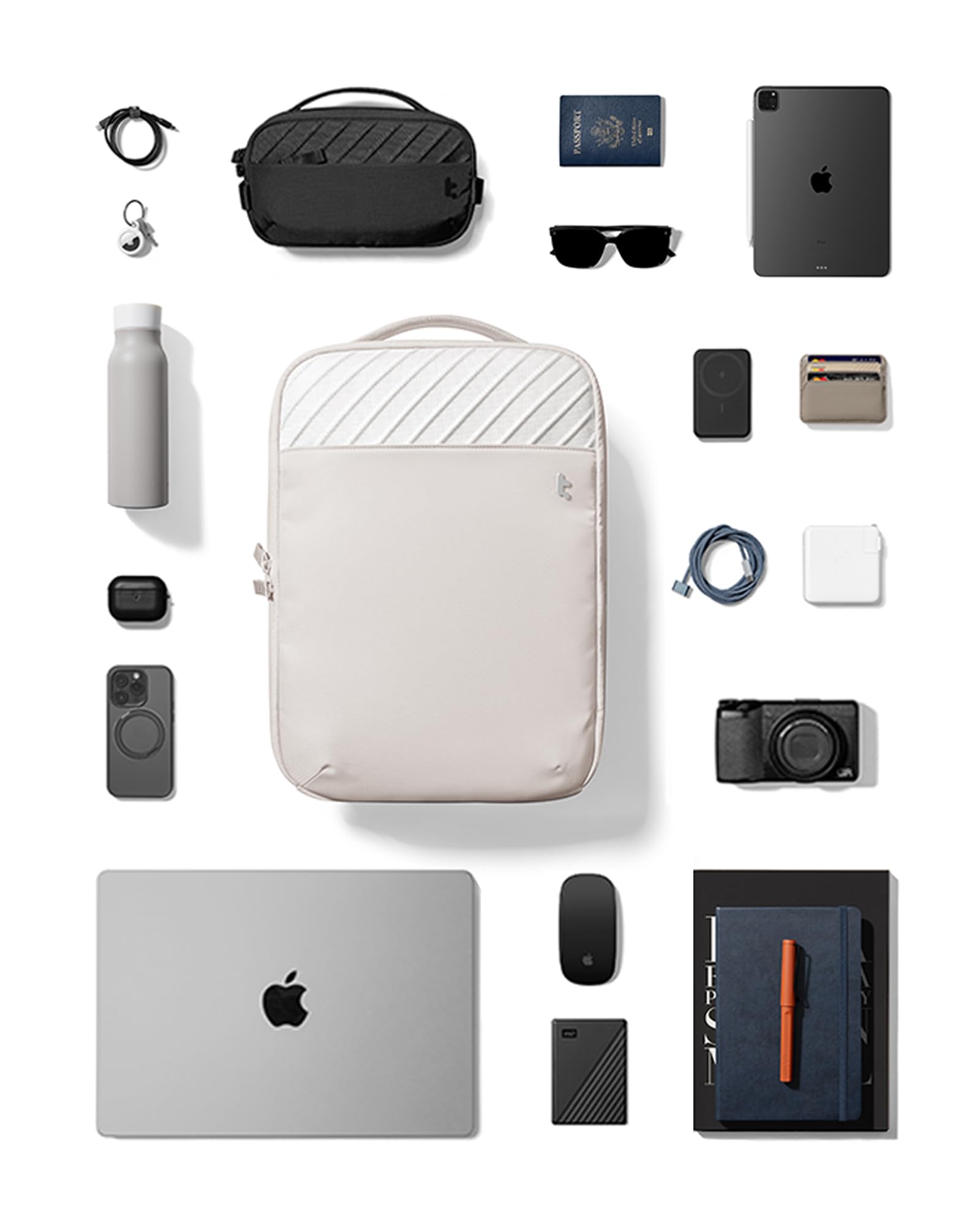 tomtoc Laptop Backpack 20L Techpack Workpack Designed for Business Professional Commuter, City EDC Backpack Daypack for 15.6-inch Laptop, White - Image 6