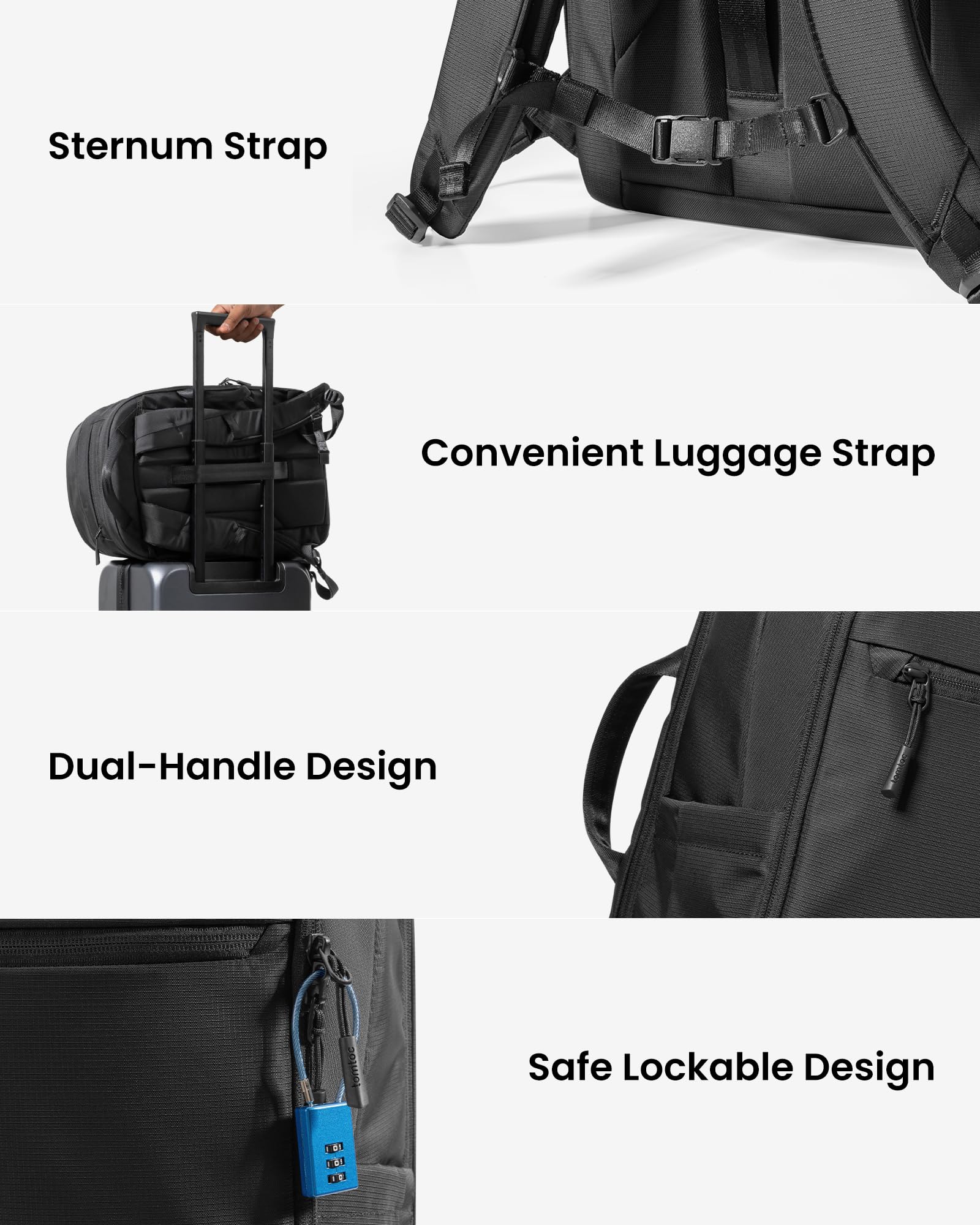 tomtoc Laptop Backpack 32L, Large Business Work Bag Fits 15.6-16 Inch Laptop, Water-Resistant Durable Computer Travel Backpack for Business Trip, Weekend Getaway - Image 10