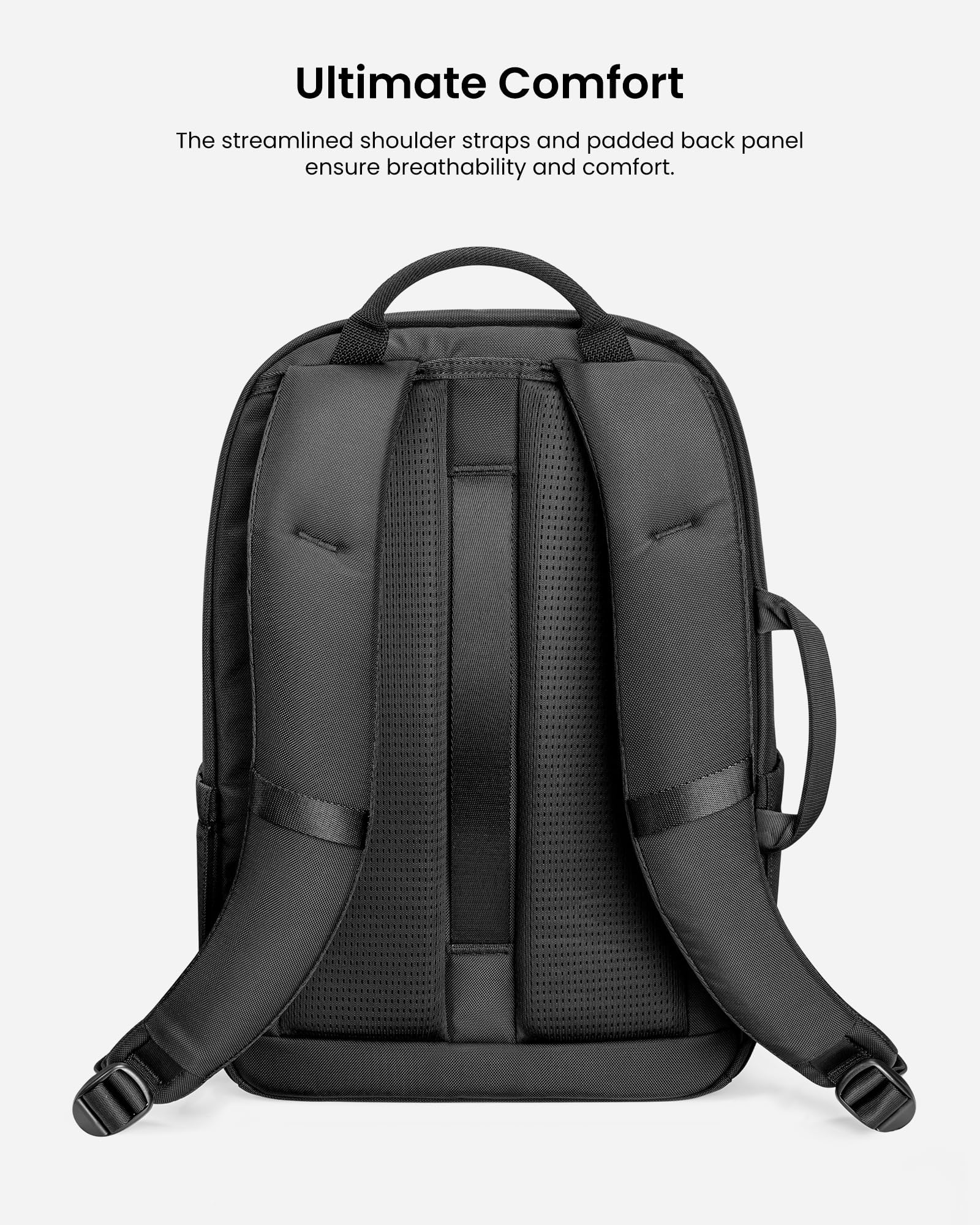 tomtoc Laptop Backpack Minimalist Daypack, UrbanEX-T65, A City Pack for Daily Commute Work, Water-resistant, Cordura Ballistic Nylon, 20L Fits 15.6-inch Notebook, Black - Image 8