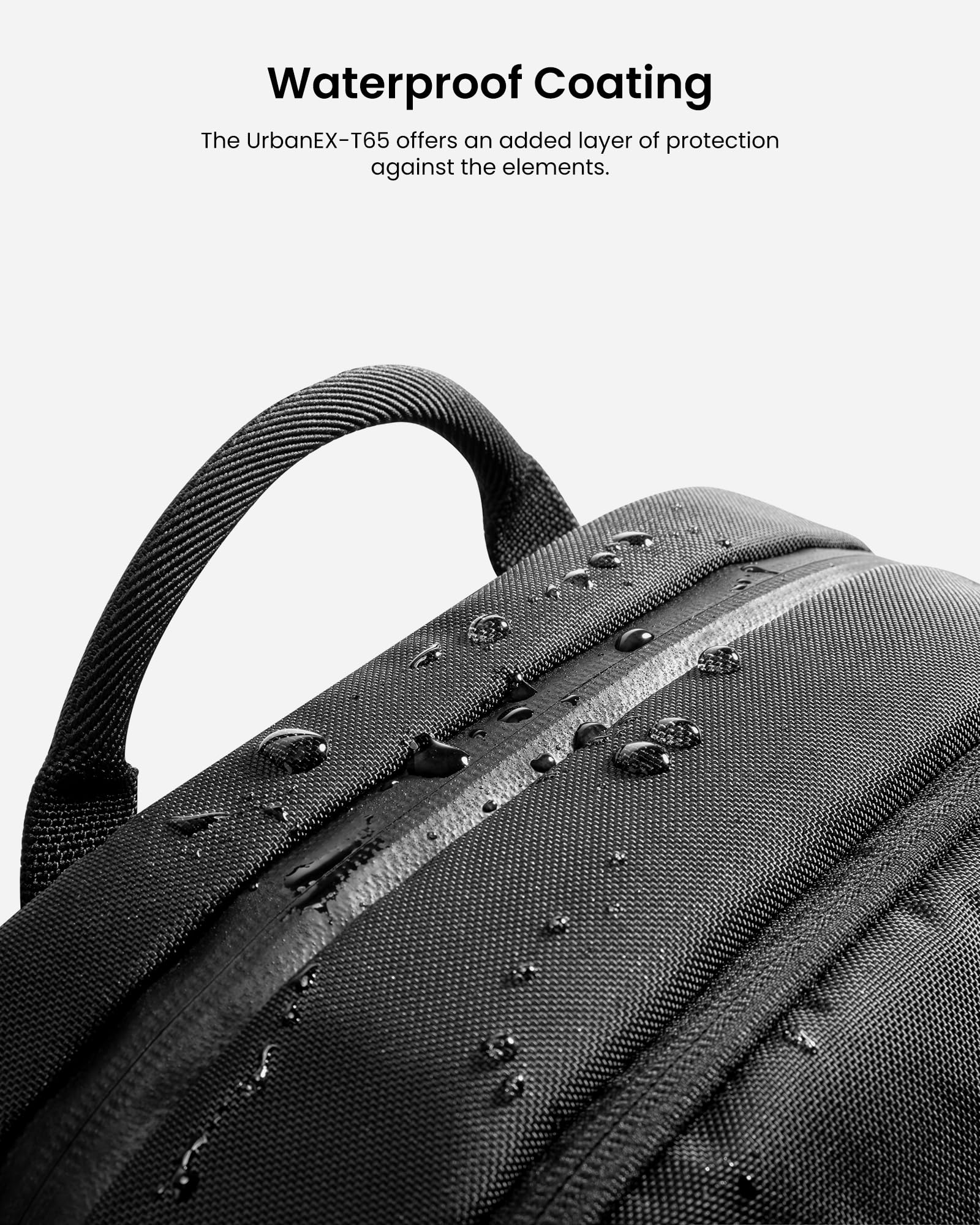 tomtoc Laptop Backpack Minimalist Daypack, UrbanEX-T65, A City Pack for Daily Commute Work, Water-resistant, Cordura Ballistic Nylon, 20L Fits 15.6-inch Notebook, Black - Image 9