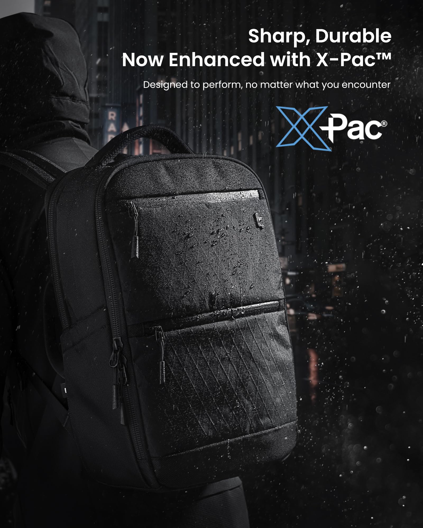 tomtoc Laptop Backpack X-Pac Techpack Designed for Business Professional Commuter, City Compact Backpack for 16-inch MacBook Pro, Black - Image 4