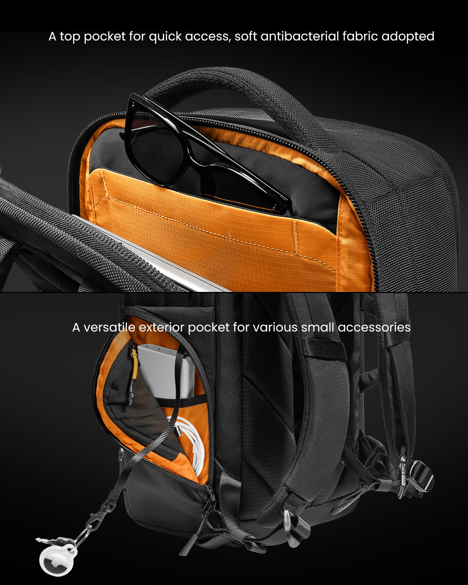 tomtoc Laptop Backpack X-Pac Techpack Designed for Business Professional Commuter, City Compact Backpack for 16-inch MacBook Pro, Black - Image 5