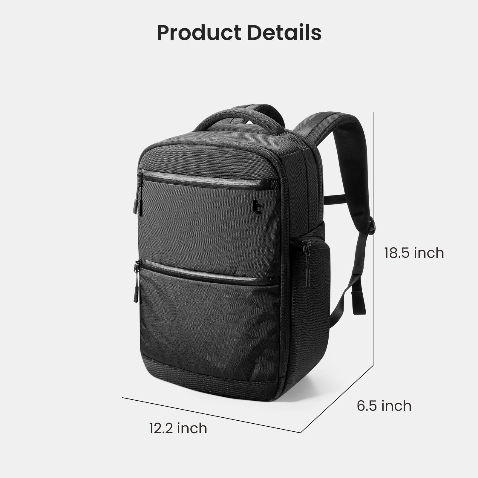 tomtoc Laptop Backpack X-Pac Techpack Designed for Business Professional Commuter, City Compact Backpack for 16-inch MacBook Pro, Black - Image 9