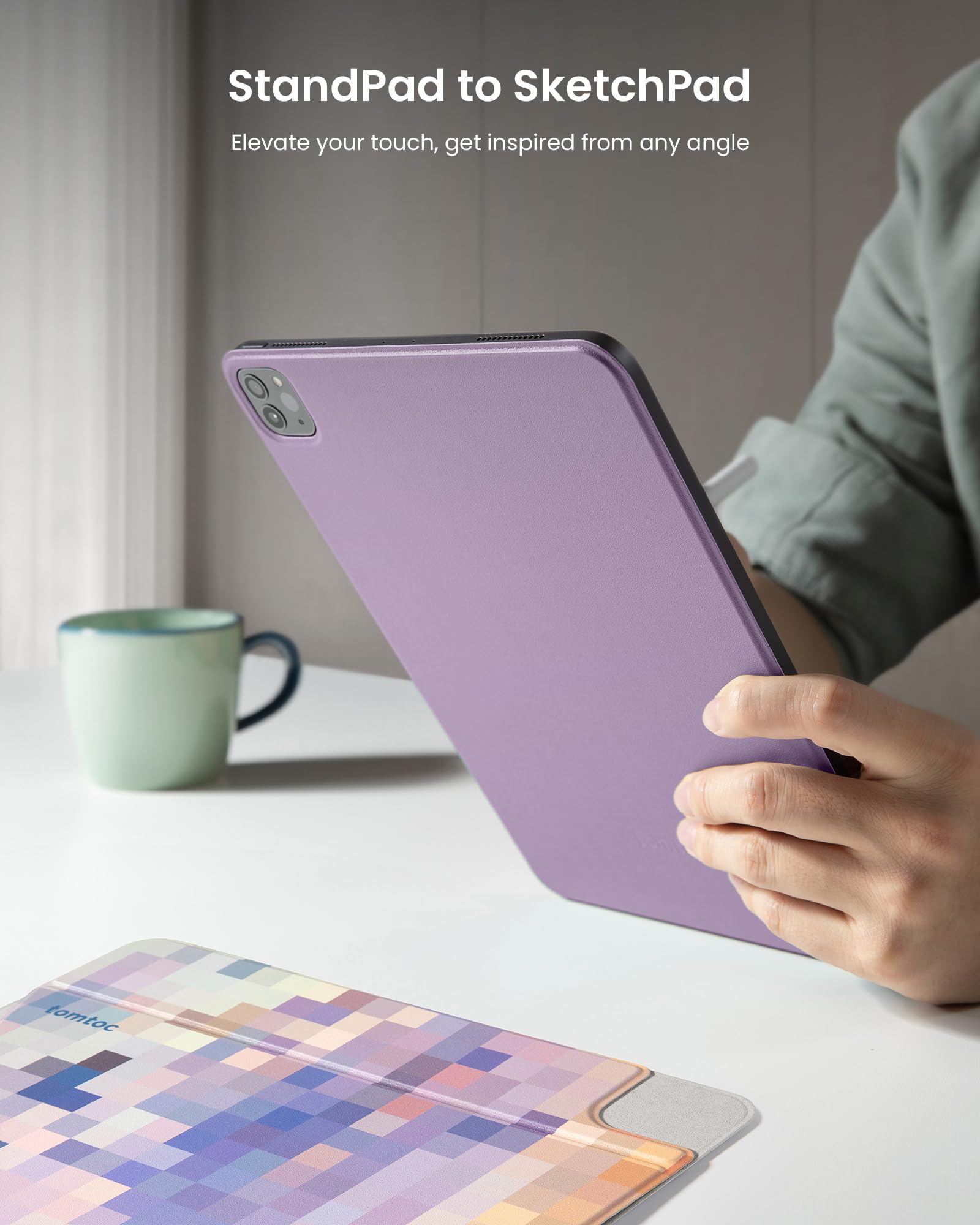 tomtoc Smart Folio Vertical Case for iPad Pro 6th/5th/4th/3rd Gen 2022-2018, 3-Layer, Separable, Slim Protective Magnetic Stand Cover with 4 Using Modes, Apple Pencil Protective Flap - Image 4