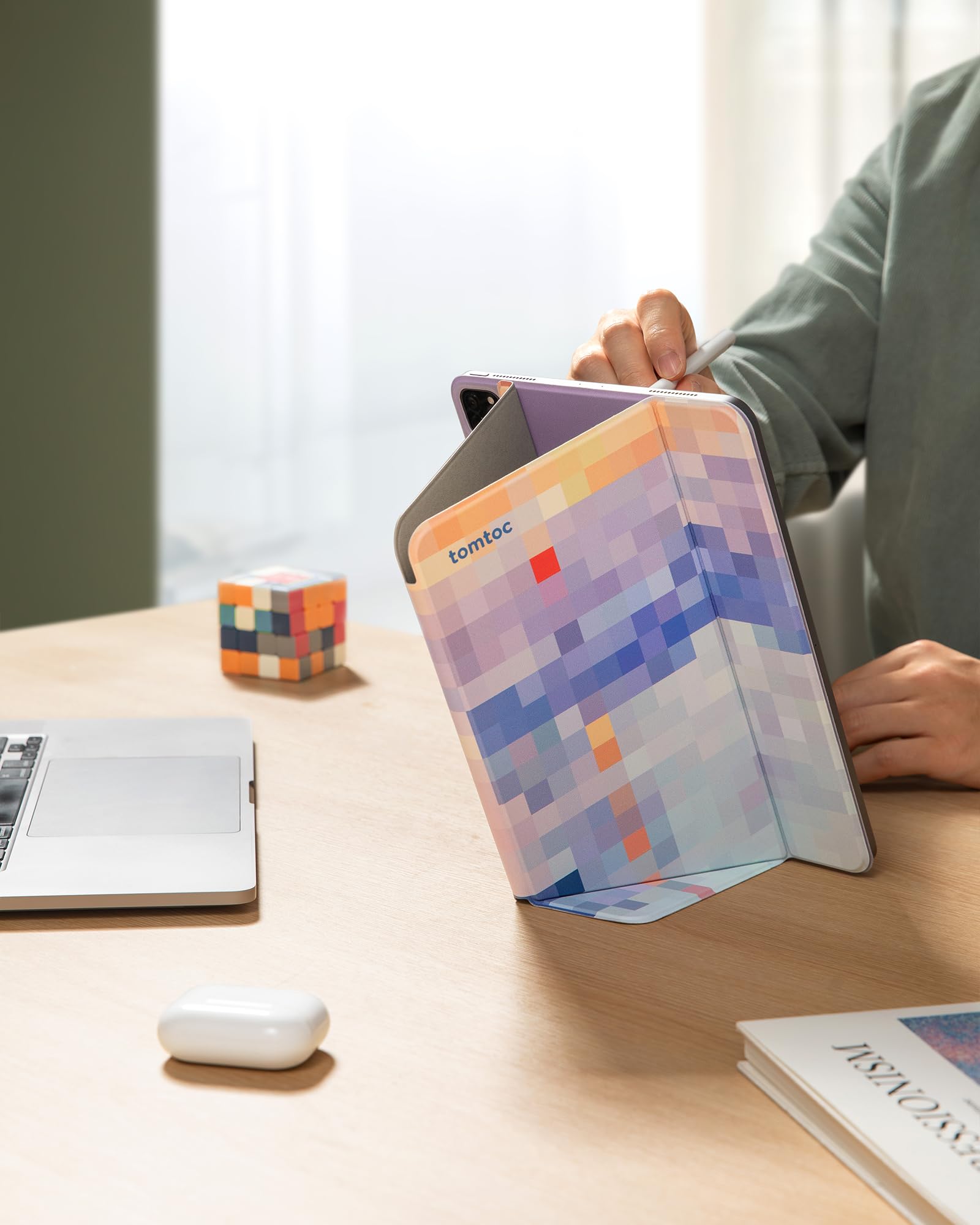 tomtoc Smart Folio Vertical Case for iPad Pro 6th/5th/4th/3rd Gen 2022-2018, 3-Layer, Separable, Slim Protective Magnetic Stand Cover with 4 Using Modes, Apple Pencil Protective Flap - Image 5