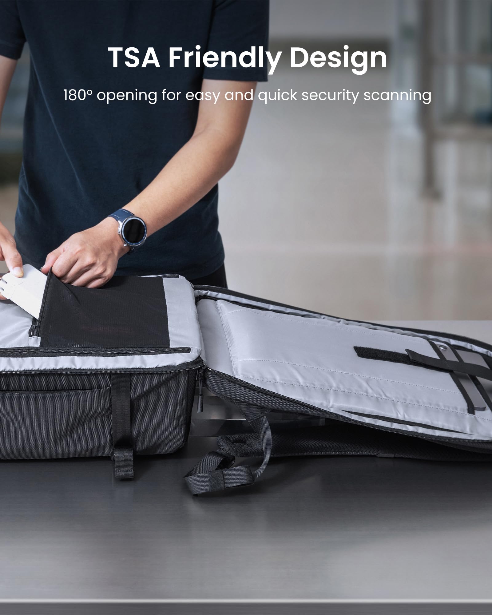 tomtoc Travel Backpack 38L, TSA Friendly Flight Approved Carry-on Luggage Water-resistant Lightweight Business Rucksack, Durable Large Computer Bag Daypack Fits 17.3 Inch Laptop - Image 4