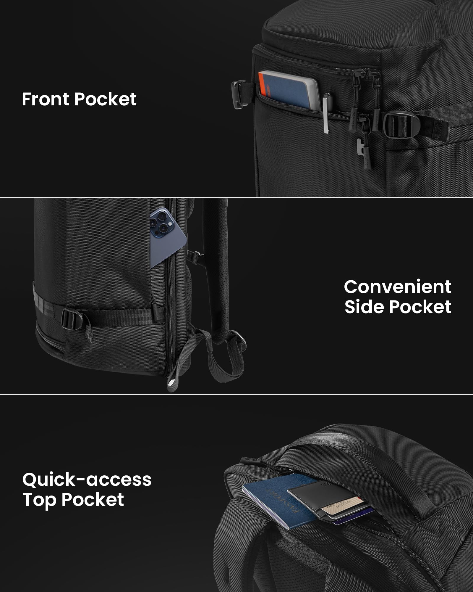 tomtoc Travel Backpack 38L, TSA Friendly Flight Approved Carry-on Luggage Water-resistant Lightweight Business Rucksack, Durable Large Computer Bag Daypack Fits 17.3 Inch Laptop - Image 6